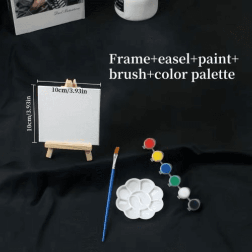 1 set Mini Canvas Painting Set with Easel & Paint Supplies