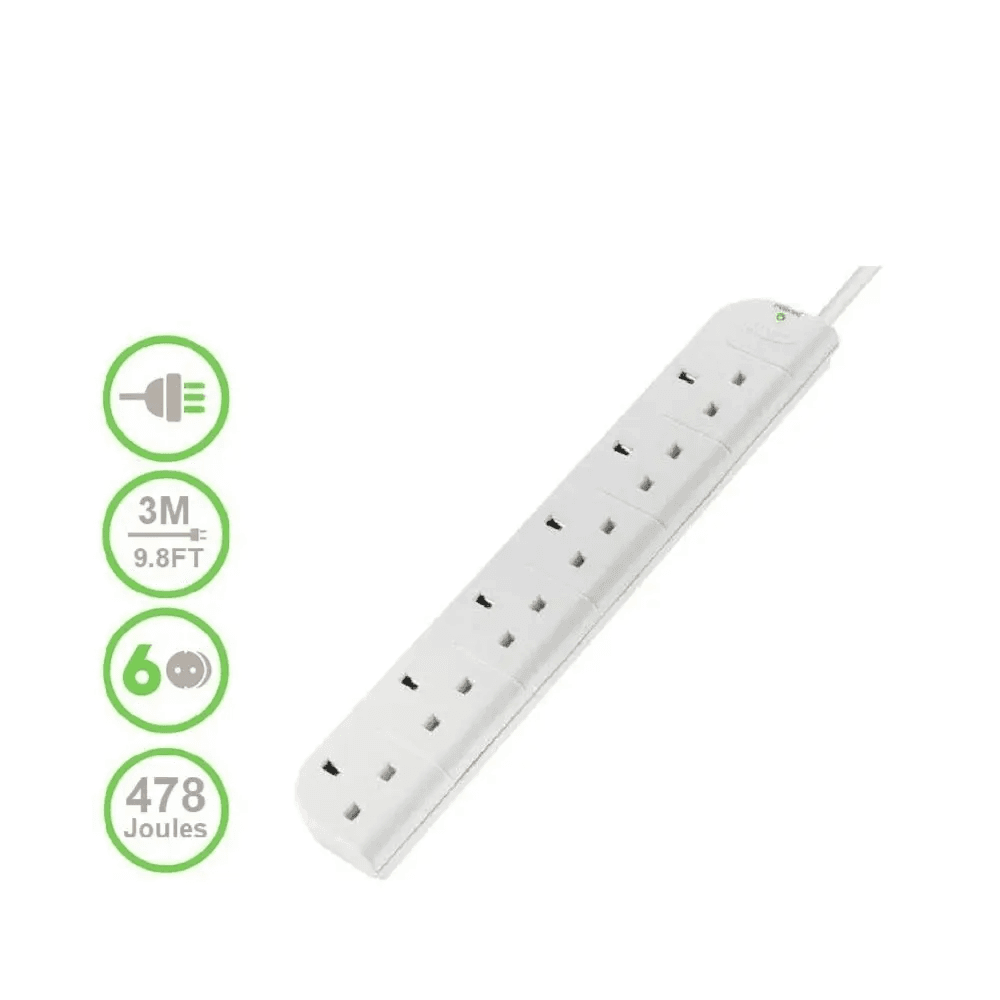 Belkin power Extension 6 Socket (UK Plug) 3 mtr - NB 0003