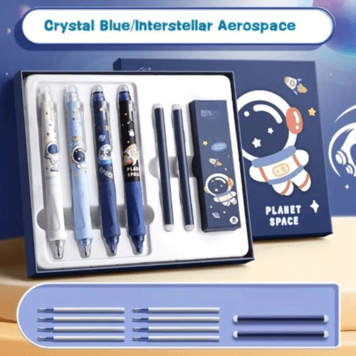Cartoon Erasable Pen Set - Gift Box with Pens & Refills for Students