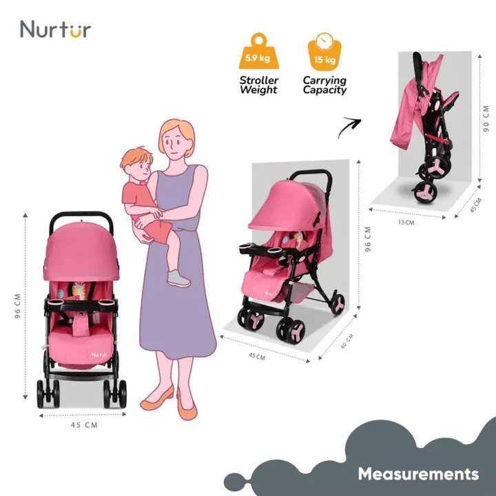 Nurtur Ryder Lightweight Baby Stroller (Pink)