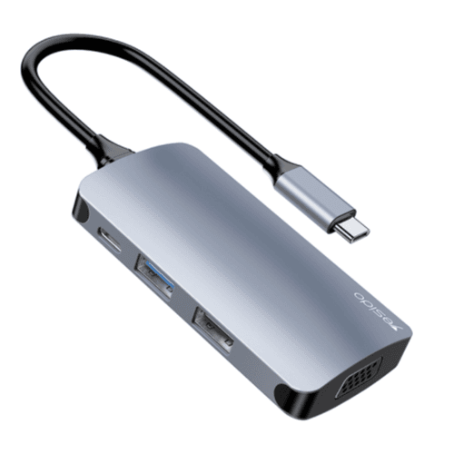 YESIDO HB16 7 في 1 منافذ USB-C/Type-C محول محور محطة الإرساء متعدد الوظائف
