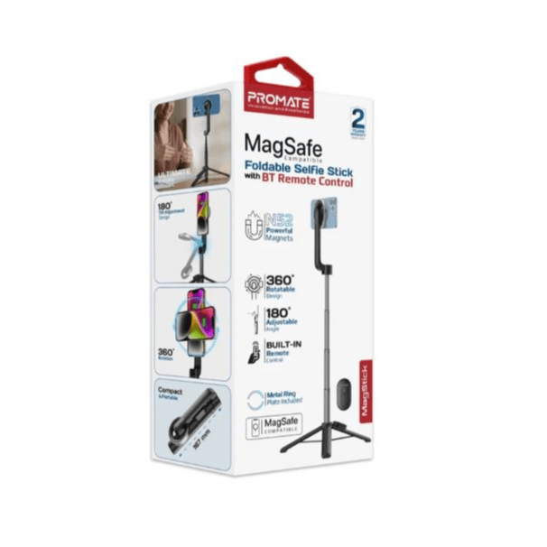 MAGSTICK MagSafe Compatible Foldable Selfie Stick with BT Remote Control