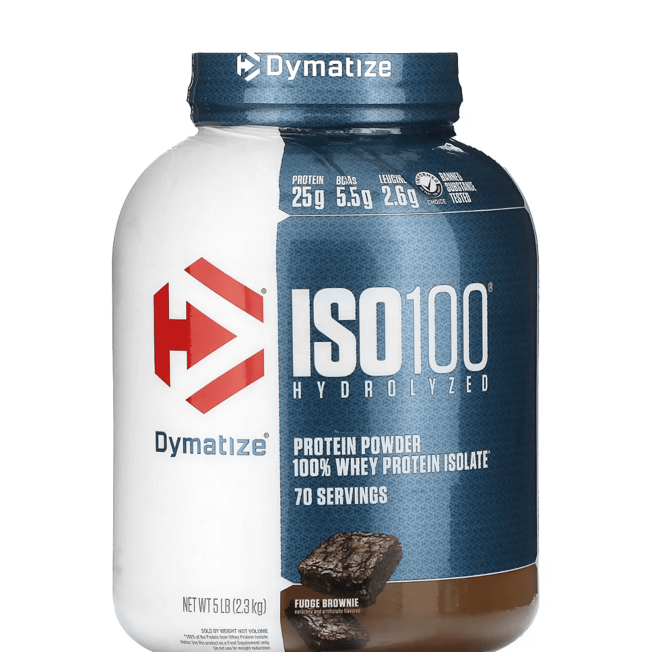 DYMATIZE, ISO 100, PROTEIN ISOLATE, 5 LB, FUDGE BROWNIE