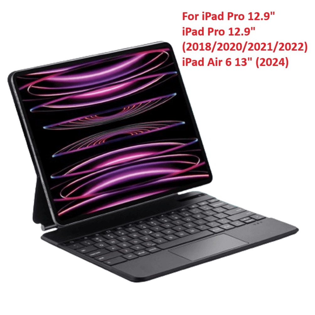 حافظة مغناطيسية مع لوحة مفاتيح بلوتوث لجهاز ipad pro 12.9 بوصة (2018/2020/2021/2022) iPad Air 6 13 بوصة (2024)