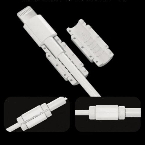 2pcs Cable Protection Cover for iPhone & Android Chargers (White)
