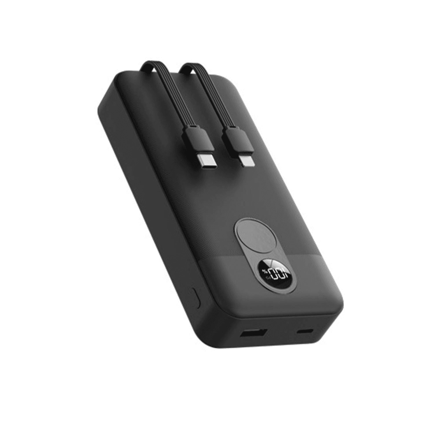 Porodo 20000mAh Power Bank Digital Display with Type-C & Lightning Cable, 22.5W Power Delivery, Simultaneous Charging - Black