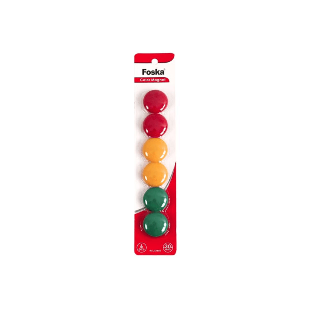 Foska White Board  Magnets 6 pcs Mixed colors 