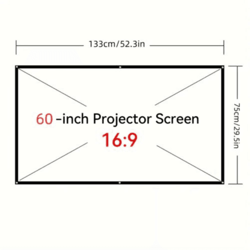 152.4 cm 16:9 HD Foldable Portable Projector Screen - Indoor/Outdoor, Anti-Crease, Wide Viewing Angle