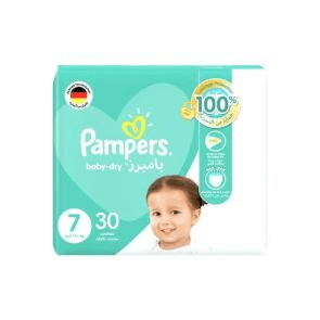 pampers baby dry size seven 15+KG 30 diapers