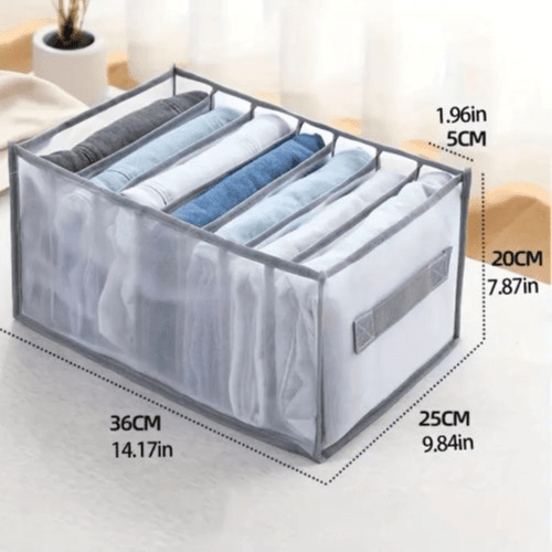 7-Compartment Fabric Clothes Organizer with Handle