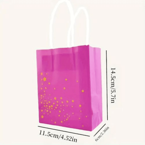 50 Pcs Paper Gift Bags Decorated with Golden Stars 11.5 x 6 x 14.5cm
