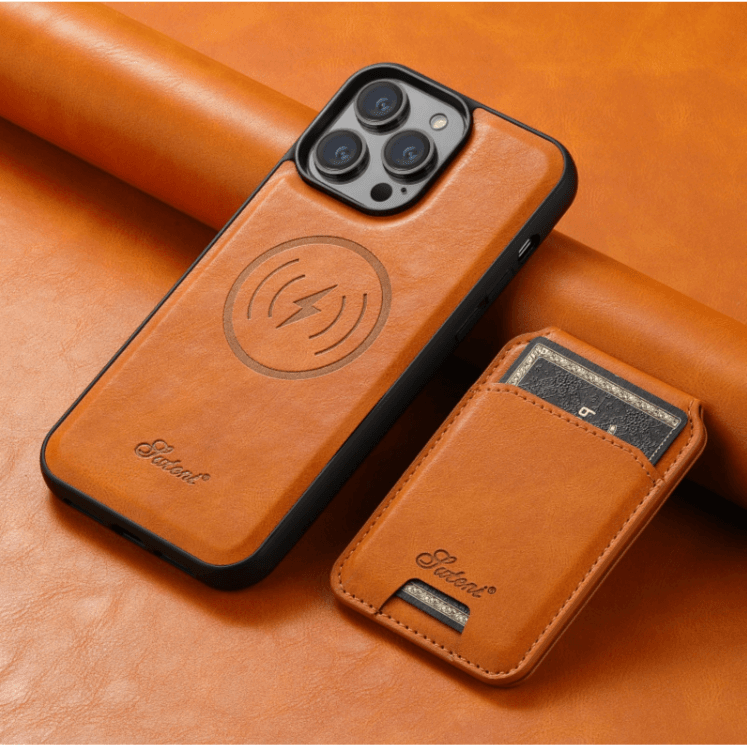 Iphone Magnetic Wallet case -IPHONE 13 Pro Max Orange