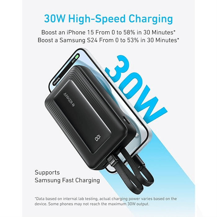 Anker 20000Mah 30W Fast charger with LIGHTING Cable & USC-C Cable
