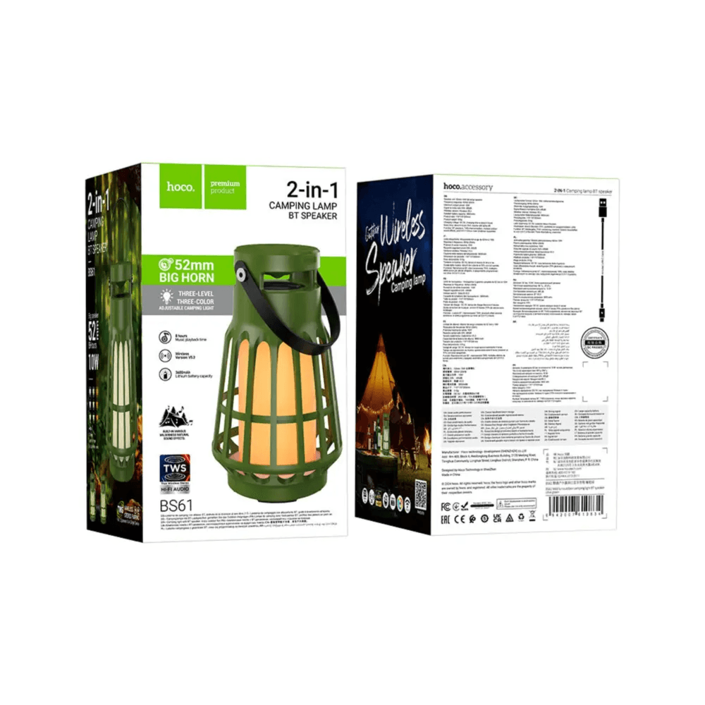 Bluetooth Speaker with Camping Lamp Wireless 2 in 1 - Hoco BS61