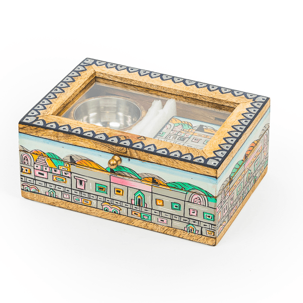 Hand-Drawn Incense Burner box blue
