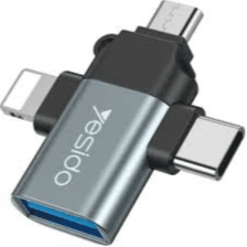 محول YESIDO GS15 3 في 1 USB إلى Type-C وMicro وLightning OTG