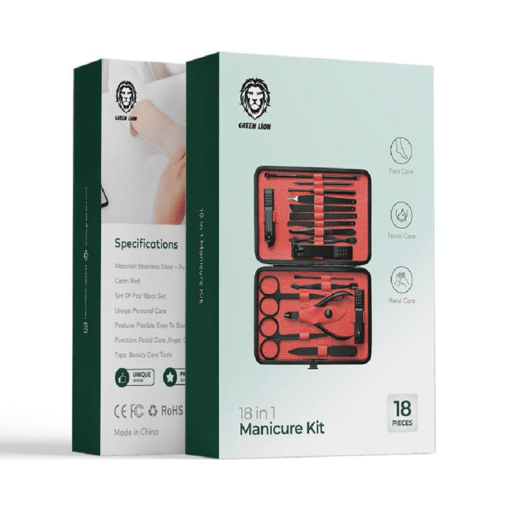 Green Lion Manicure 18 In 1 Beauty Care Tools Kit Black 