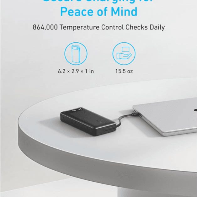 ANKER BUILT-IN CABLE FOR EASY CHARGING POWER BANK 20000MAH