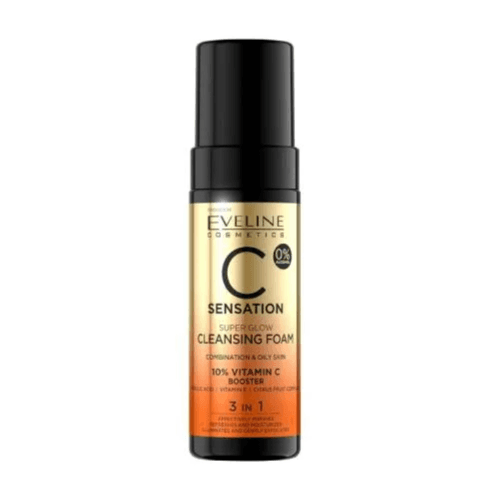 Eveline C Sensation Super glow cleansing foam with 10% vitamin C Booster for combination & oily Skin 150ml