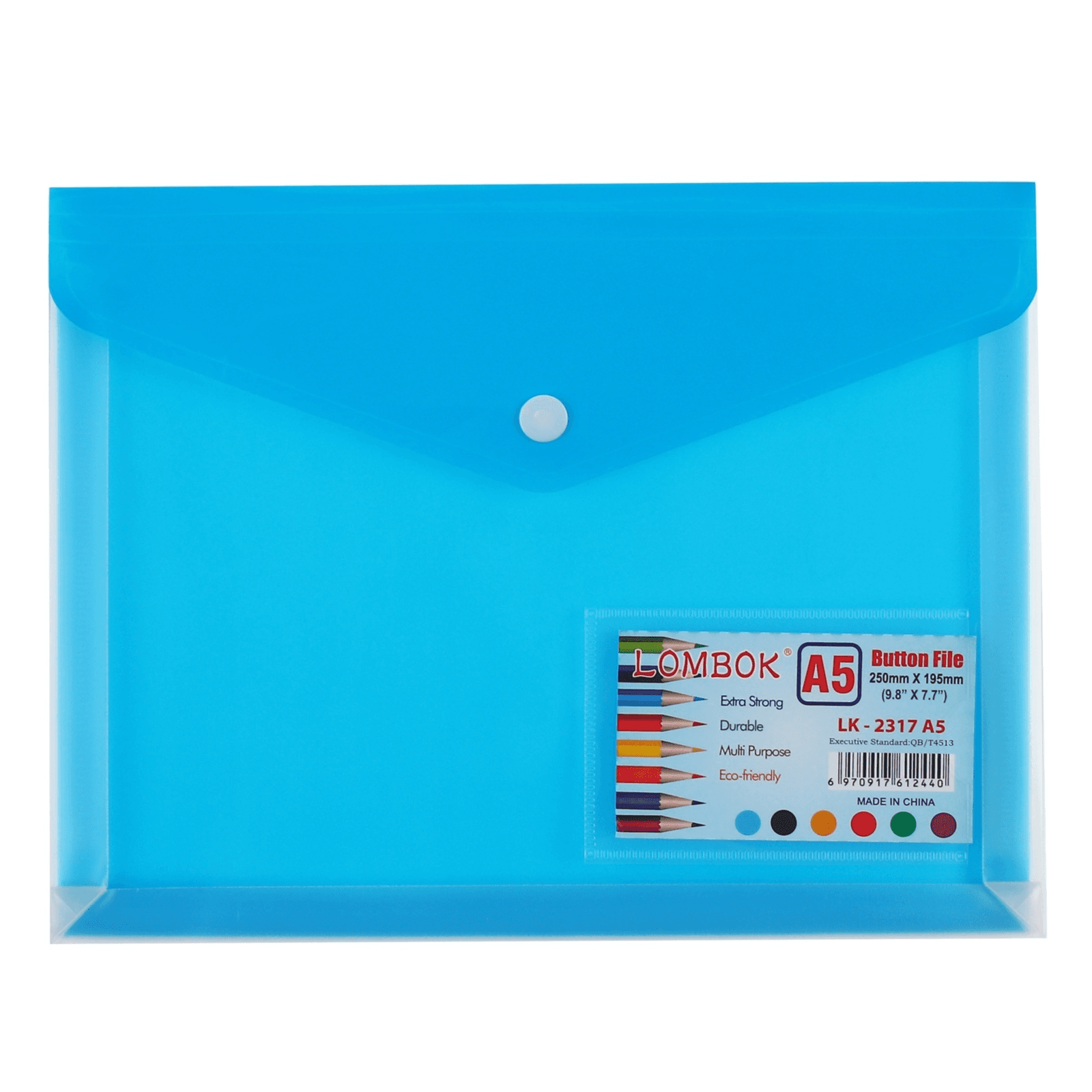 A5 Document Bag Transparent Blue  250mmx195mm