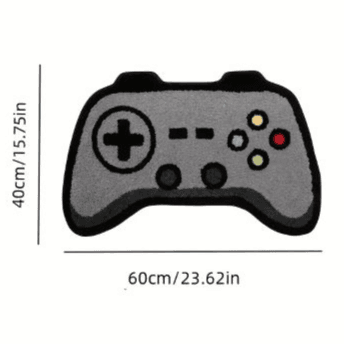 3D Gaming Rug Pad – Soft Faux Fleece Carpet, Game Controller Design, 60.96x91.44 cm (White)