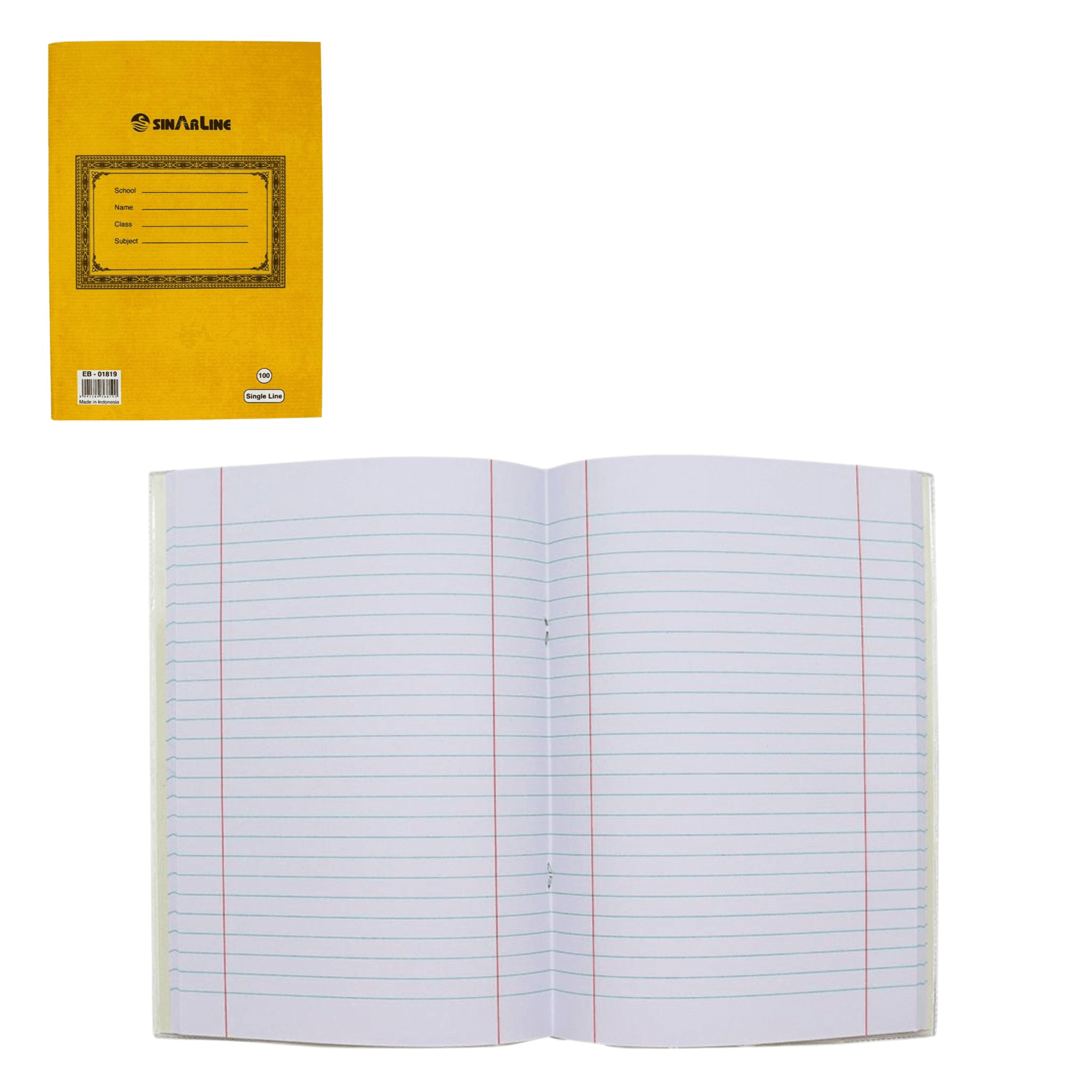 دفتر سِينارلاين إنجليزي خط واحد 100 صفحة