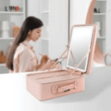 Travel Makeup Bag With Lighted Mirror Color Beige-green Lion