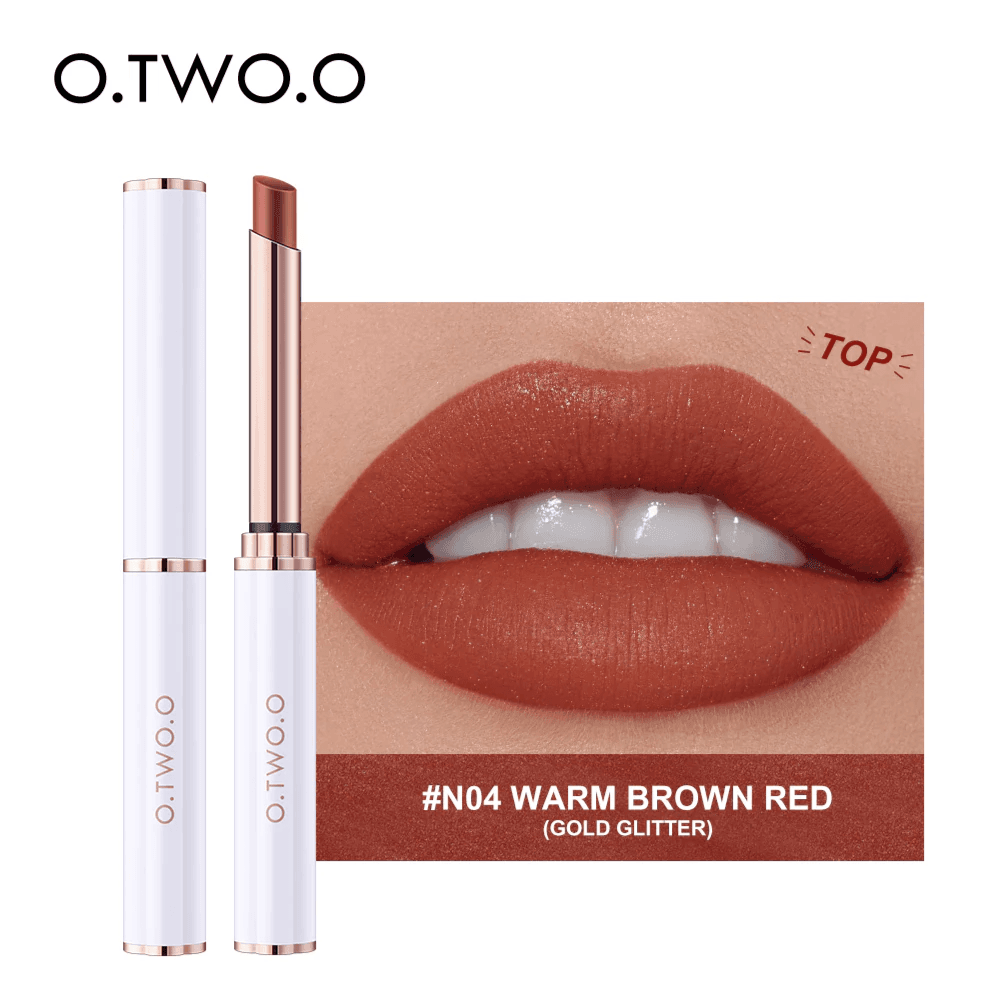 O.TWO.O Fine Rose Petal Velvet Matte Lipstick (#04 WARM BROWN RED) 0.95g No.12646