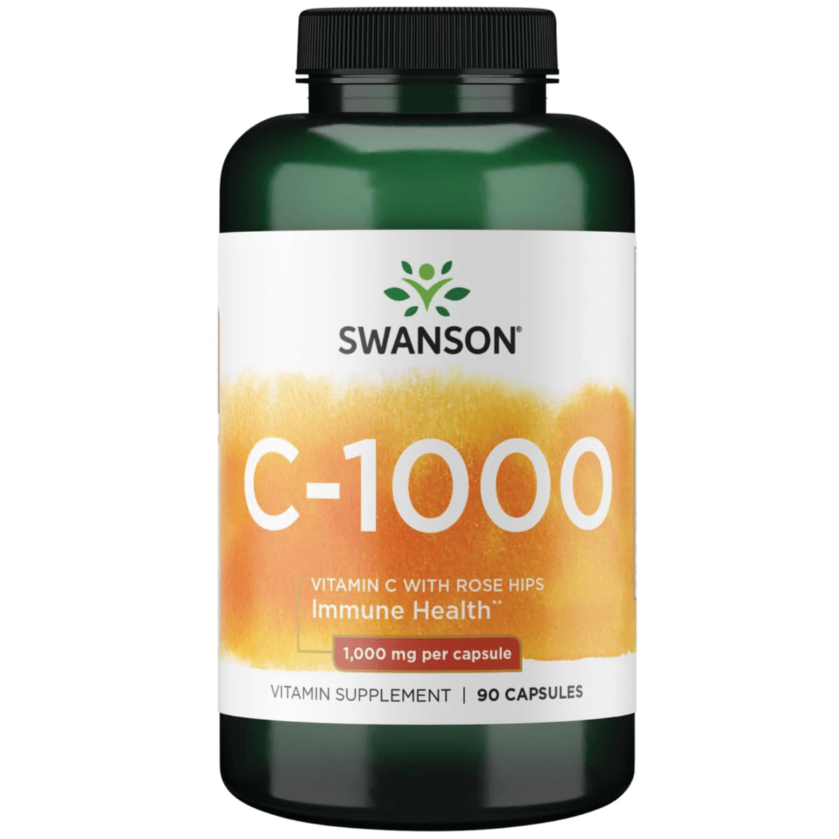 Swanson Vitamin C-1000 w/Rose HIPS 90 Capsules, 1000mg