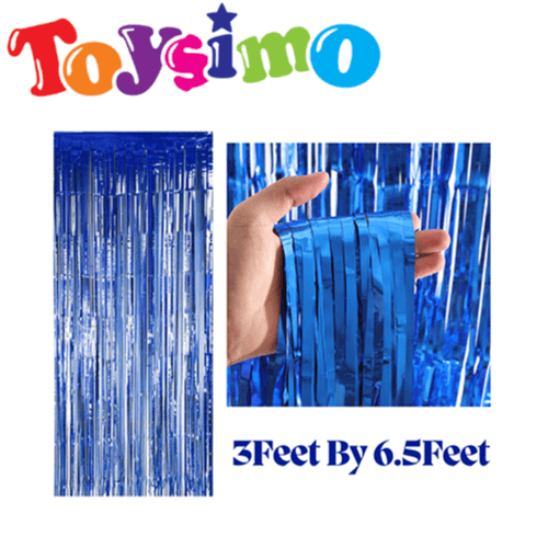 Blue Backdrop Foil Curtain 3*6.5 Feet