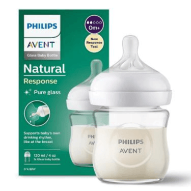 Avent Natural Response Glass Feeding bottle 0+months 120ml  ref-SCY930/01