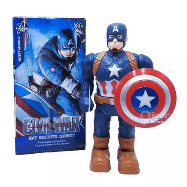 Avengers 4 Electric Rotate Captain America Robot Toy With Voice, Music & Lighting