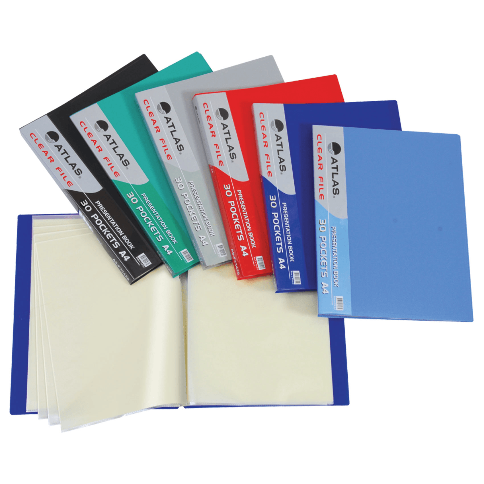 Atlas Pocket File Clear  A4 30 Pockets Assorted colors  1 pc 