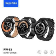 Haino Teko Germany Rw-52 Round Shape Amoled Display Smart Watch With 3 Pair Straps For Mens And Boys Black
