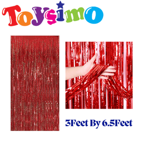 Red Backdrop Foil Curtain 3*6.5 Feet