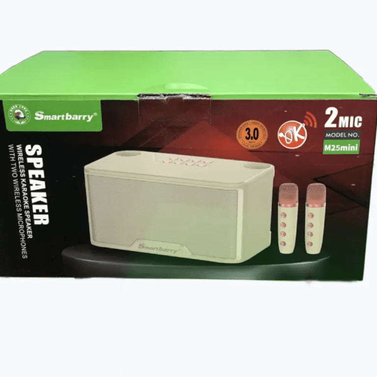 مكبر صوت كاريوكي M25Mini Smartbarry اللاسلكي مزود بميكروفونين لاسلكيين