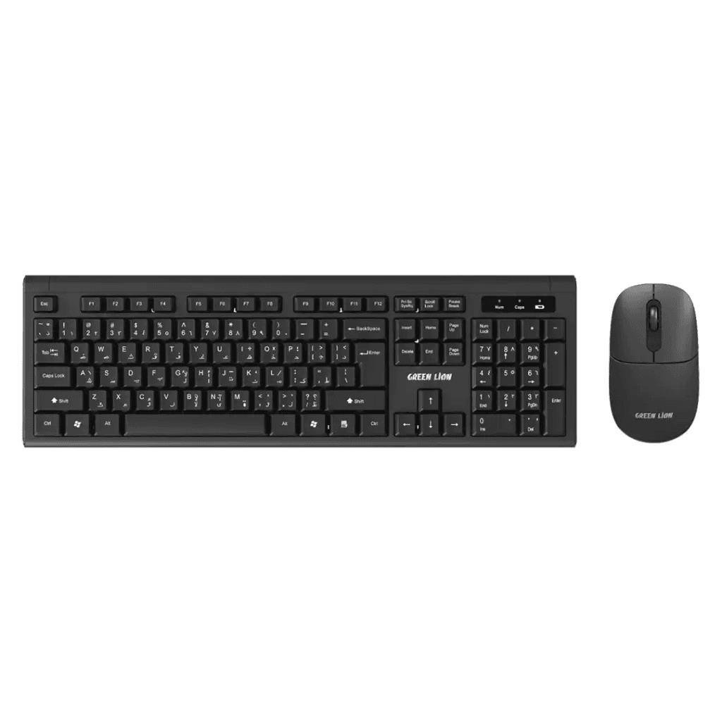 Green Lion GKM-200 Wireless Combo Keyboard and Mouse - Black