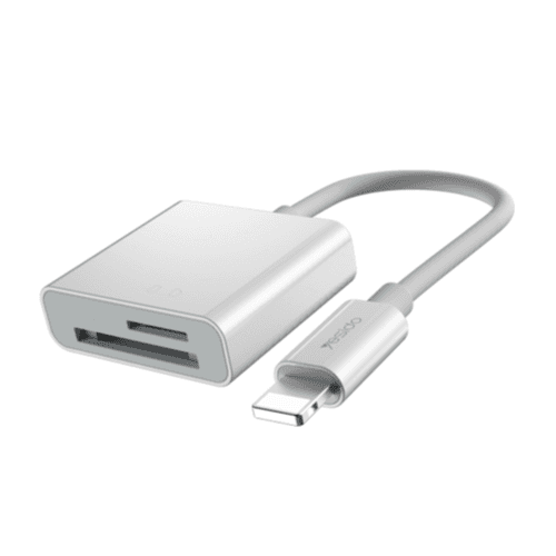 YESIDO GS11 2 in 1 Multi-Function TF Card + SD Card to Lightening Converter Adapter(White)