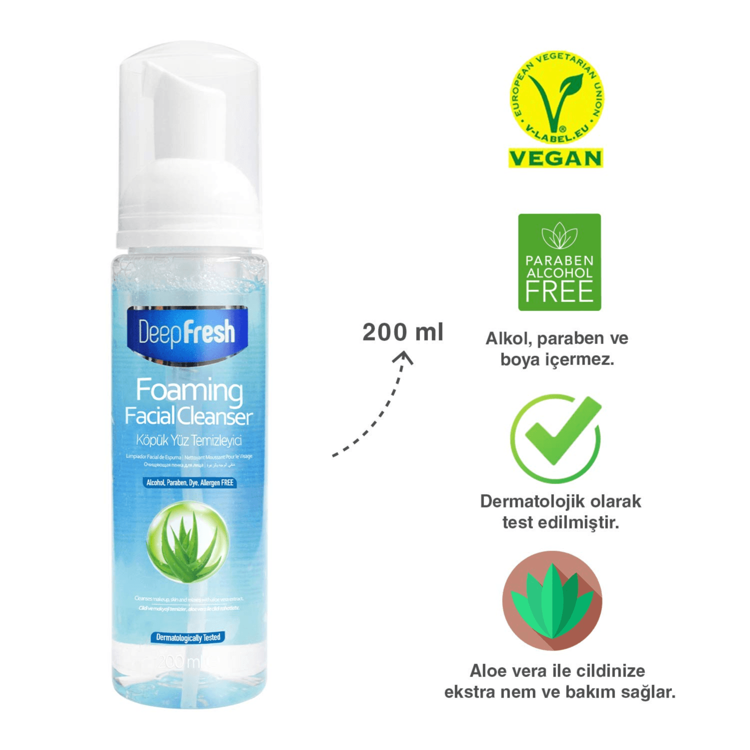DeepFresh Foaming Facial Cleanser alcohol free with Aloevera 200ml