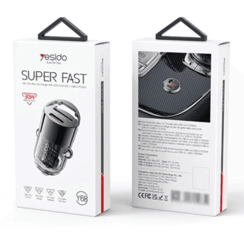 YESIDO - Super Fast Car Charger with PD & QC Ports 30W (Y68)