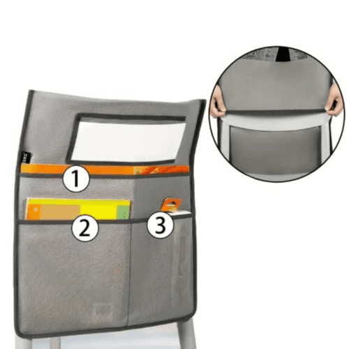 Polyester Chairback Buddy Pocket Chart - Classroom Organizer (Grey)
