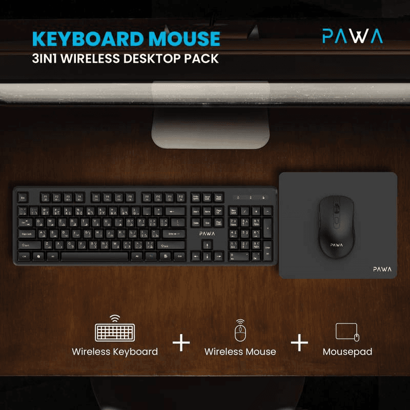 KEYBOARD MOUSE 3 IN 1 WIRELESS DESKTOP PACK 