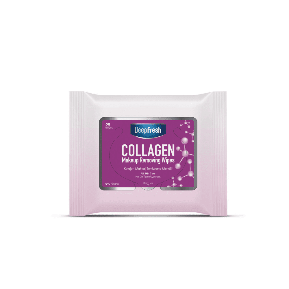 DeepFresh Collagen makeup removing wet wipes for face ,lips & eyes 0% alcohol 25pcs