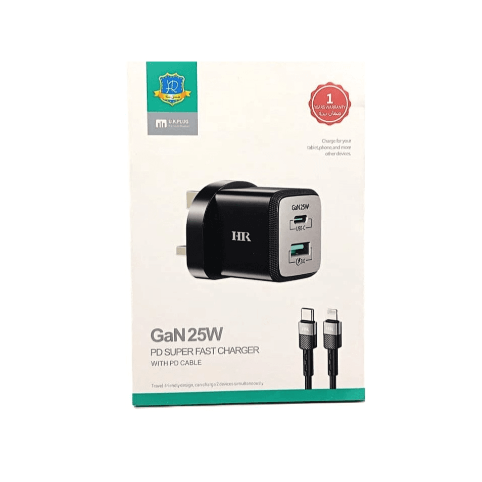 HR - GaN 25W PD SUPER FAST CHARGER USB-C to Lightning (HR-819PD)
