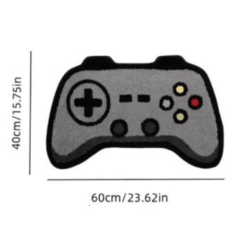 3D Gaming Rug Pad – Soft Faux Fleece Carpet, Game Controller Design, 60.96x91.44 cm (Black)