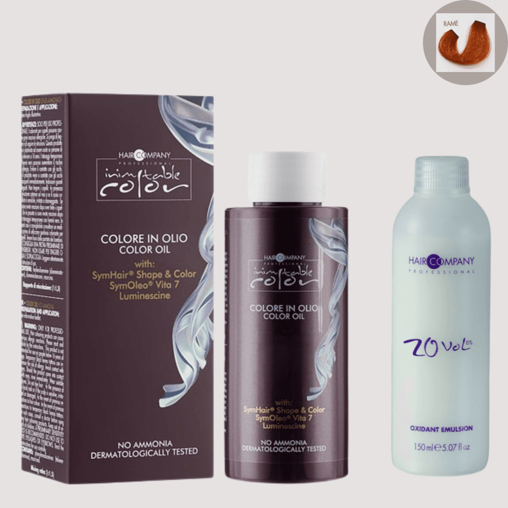 زيت تلوين الشعر Inimitable Color Oil Rame من Hair Company 100 مل LB13156 + مستحلب مؤكسد 20% (6%)