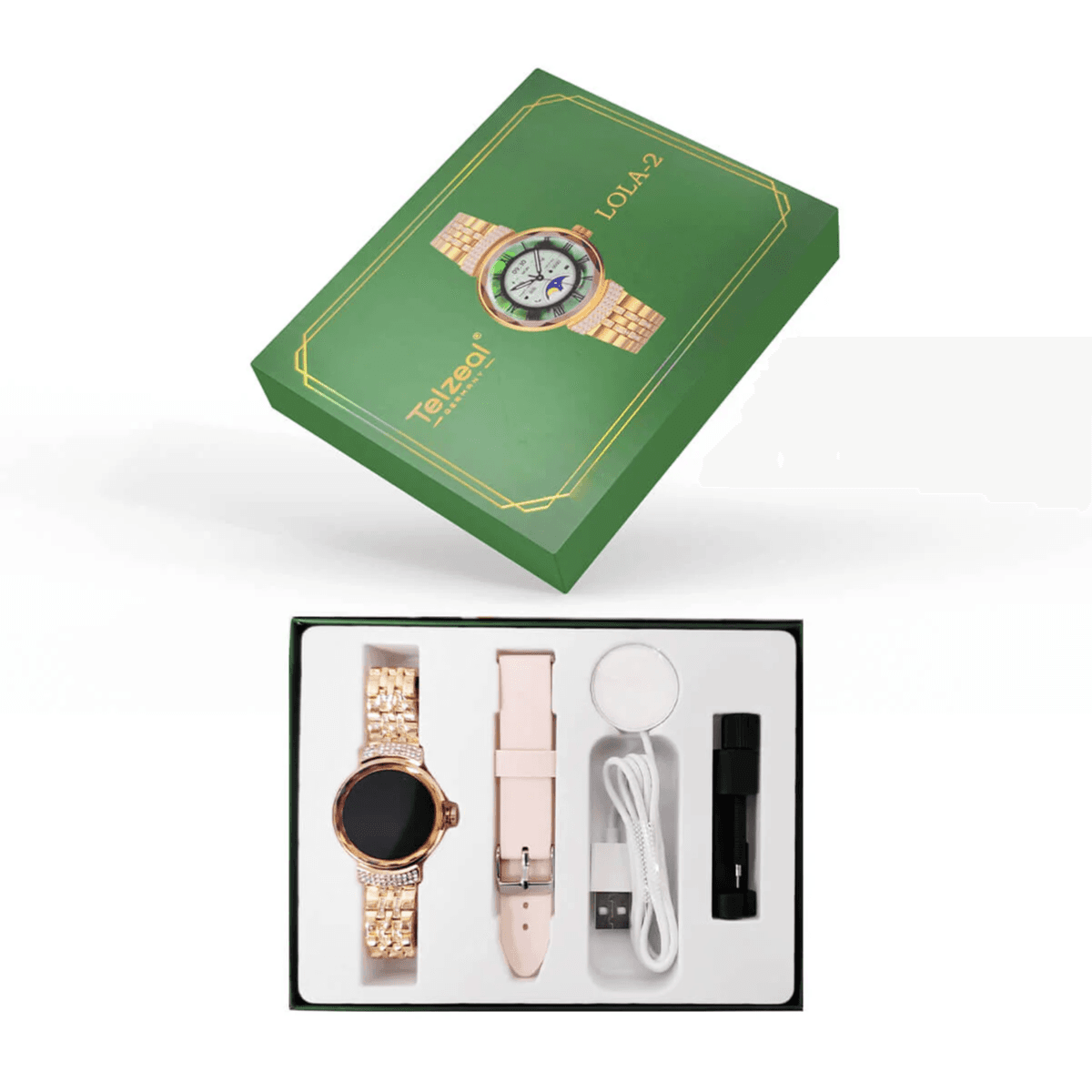 Telzeal Germany LOLA-2 FOR LADIES Two Pairs Strap Smartwatches Gold