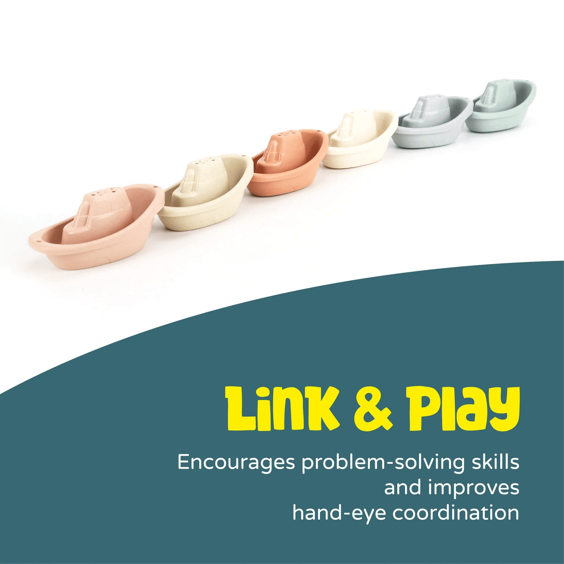 Moon Stacking Boat Toys – 6-Pcs - Multicolour