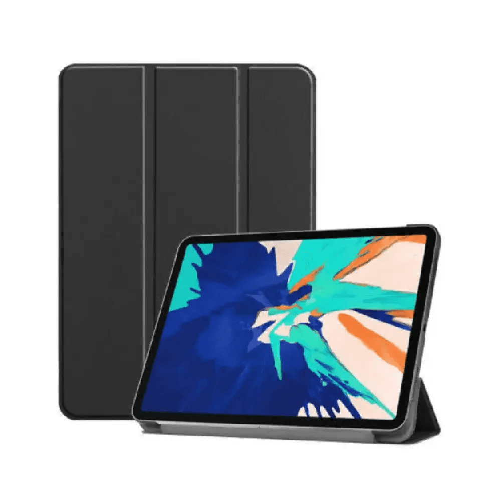 iPad Pro 12.9 Inch (iPad Pro 2018 / 2020 / 2021 / 2022 / iPad Air 13 - 2024) Smart Folding Book Cover with Pen Slot BLACK - XUNDD