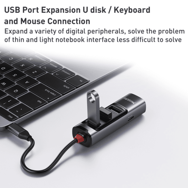YESIDO- USB-C-5 in 1 USB-C / Type-C Multifunction Docking Station HUB Adapter-HB22